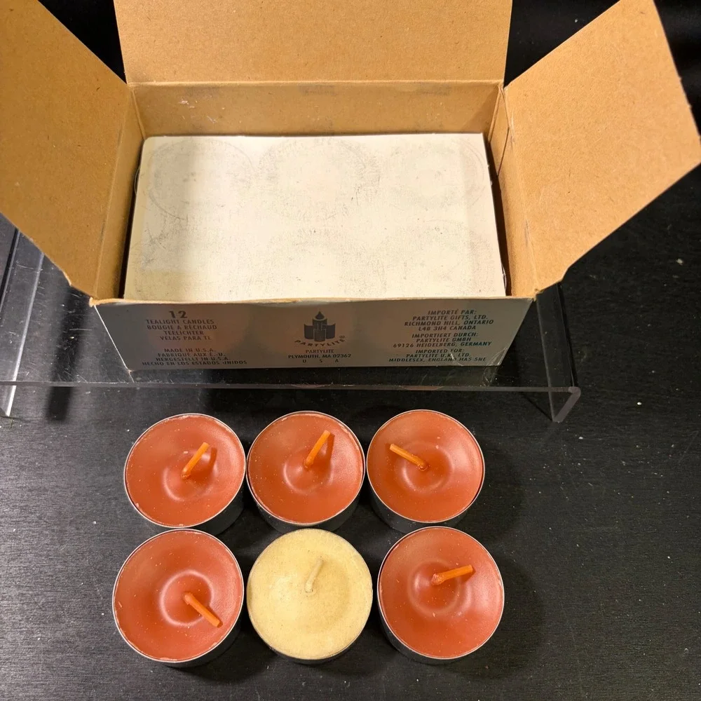PartyLite Cinnamon Sienna Tealight Candles 12 Pack V0235 Vintage Made in USA